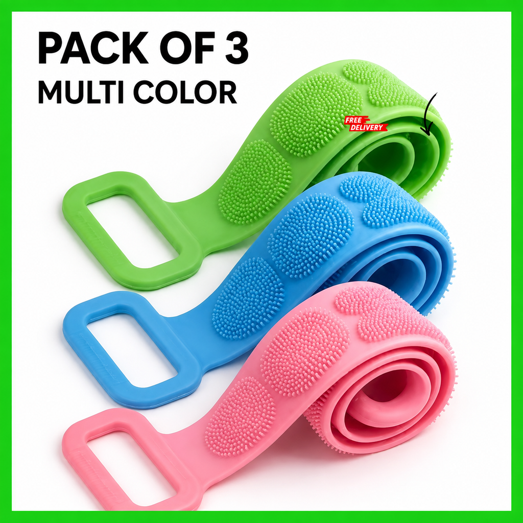 2-in-1 Silicone Back Scrubber Belt – Deep Cleansing | Pack of 3