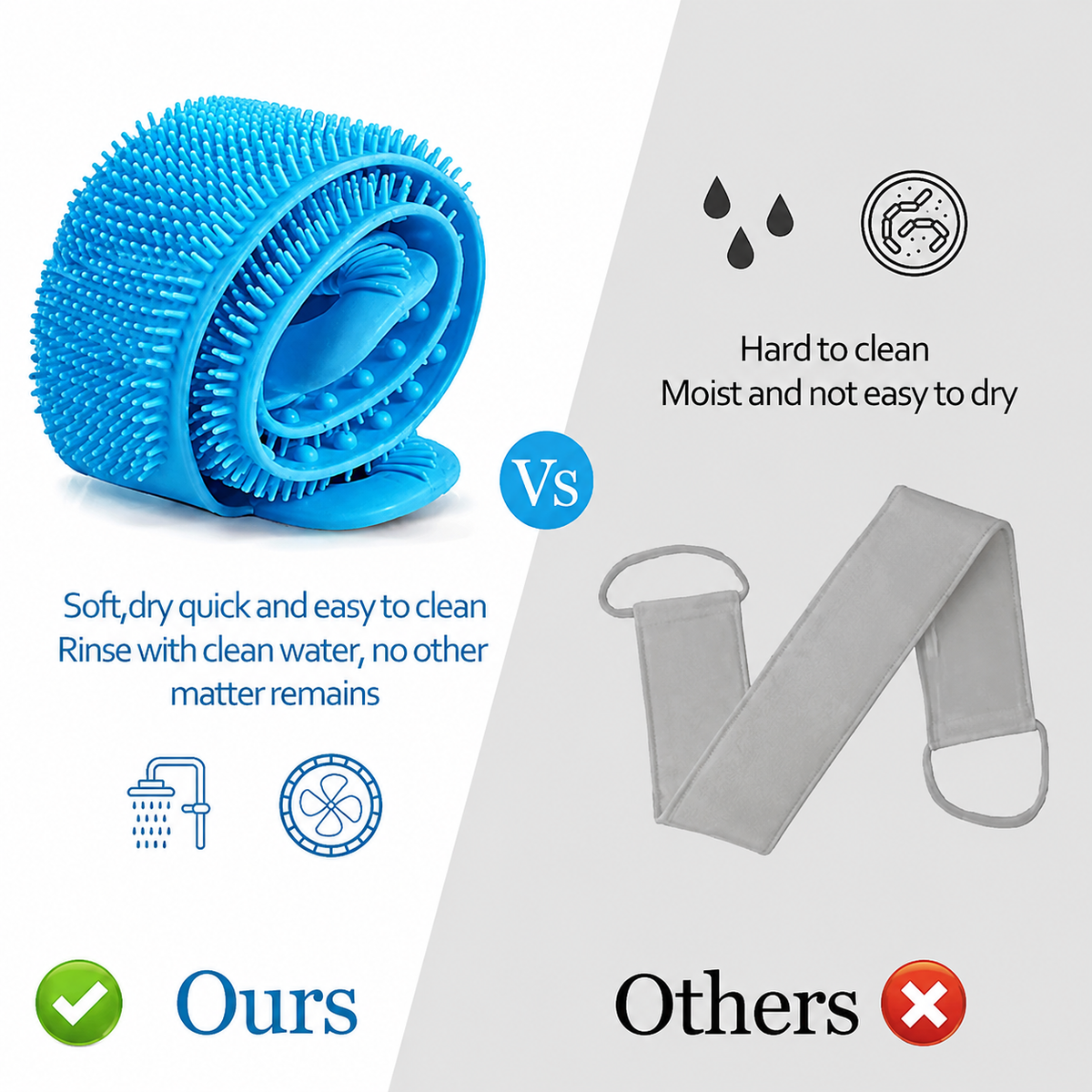 2-in-1 Silicone Back Scrubber Belt – Deep Cleansing | Pack of 3